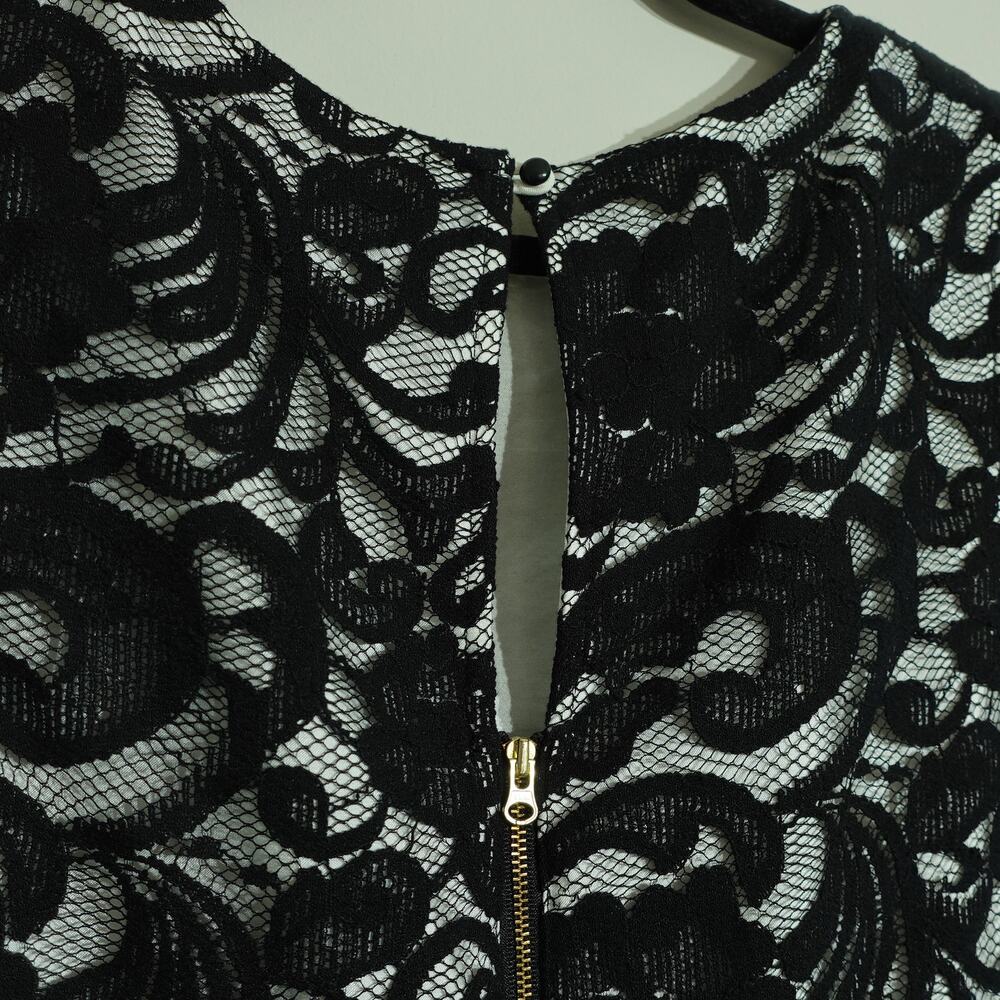 The limited Womens Sheath Dress Floral Lace Sleeveless Black White Size 10 - Picture 9 of 10